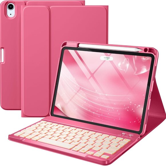 iPad Air 11" & 10.9" Folio Keyboard Case Watermelon Color RGB Backlit New in Box - Picture 1 of 5